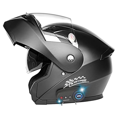 Motorradhelm mit zwei Bluetooth-Visier Faltbarer modularer Helm DOT/ECE-zertifizierter Motocross-Straße Fahrradhelme für Männer und Frauen,A,XL von RUYICZB