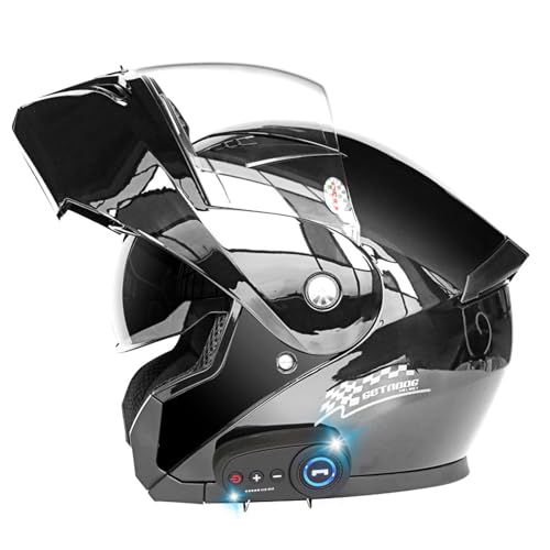 Motorradhelm mit zwei Bluetooth-Visier Faltbarer modularer Helm DOT/ECE-zertifizierter Motocross-Straße Fahrradhelme für Männer und Frauen,B,L von RUYICZB