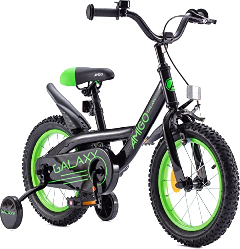 RV-Parts 12 Zoll Kinderfahrrad BMX Fahrrad für Jungen und Mädchen Stützrädern Galaxy Grün von RV-Parts