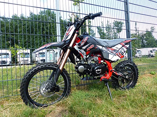 RV-Parts 125ccm Dirtbike Cross Bike Pocketbike KXD 609 4 Takt 4 Gang Manuel 17/14" Rot von RV-Parts