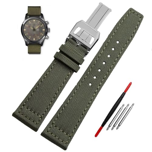 RWCCCRW Hochdichtes Nylon-Armband für IWC IW377724 IW371614 Uhrenarmband 20 mm 21 mm 22 mm Armband Schwarz ArmyGreen Blue Canvas Handgelenkgürtel von RWCCCRW
