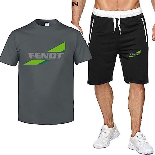 2 Teiliges Trainingsanzug Herren Kurzarm + Kurze Hose Set Für FENDT Print Sommer T-Shirt Freizeitanzug Set Crewneck Tee Shirts Casual Jogginganzug,B,XL von RWRAPS