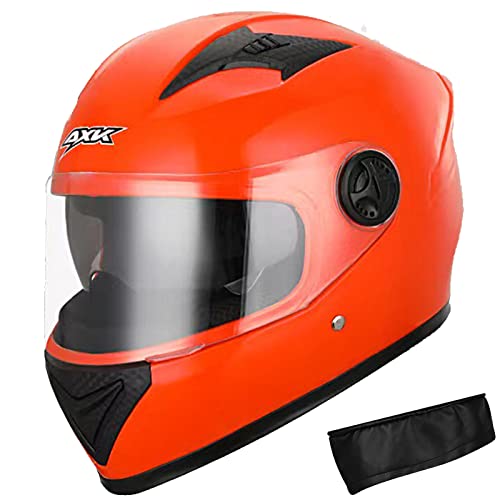 Erwachsene Dual Visor Full Face Motorradhelm Motorrad Moped Street Bike Racing Helme Paar Helm DOT/ECE-geprüft,Orange,One Size von RYDZCLH