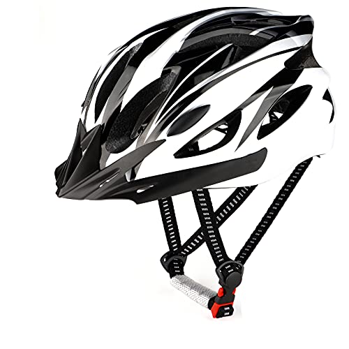 RaMokey Fahrradhelm für Erwachsene Herren Damen, EPS-Körper + PC-Schale, MTB Mountainbike Helm mit Abnehmbarem Visier und Polsterung, Verstellbar Radhelm 58-61cm (Weiß) von RaMokey