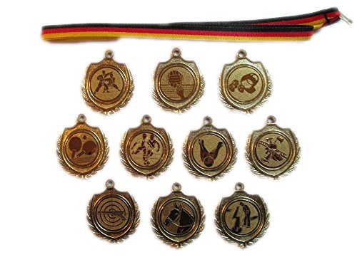 10 kleine Judo-Medaillen mit Bändern und 3 Judo-Anstecknadeln. von RaRu