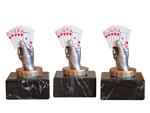 3er-Serie Poker-Pokale (R) auf Marmorsockel mit Wunschgravur von RaRu