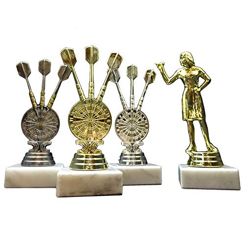 RaRu 3 Dart-Pokale (Gold, Silber, Altsilber) + Beste Dame mit Ihrer Wunschgravur von RaRu