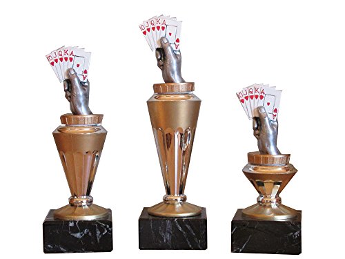 RaRu 3er-Serie Poker-Pokale (RH) auf Marmorsockel mit Wunschgravur von RaRu