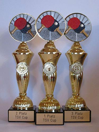 RaRu 3er-Serie Tischtennis-Pokale mit Wunschgravur von RaRu