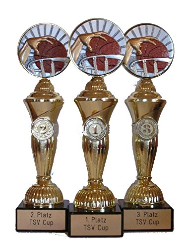 RaRu Basketball-Pokale (3er-Serie) mit Wunschgravur von RaRu