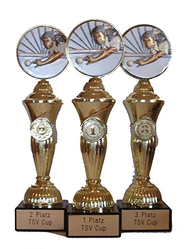 RaRu Billard-Pokale (3er-Serie) mit Wunschgravur von RaRu