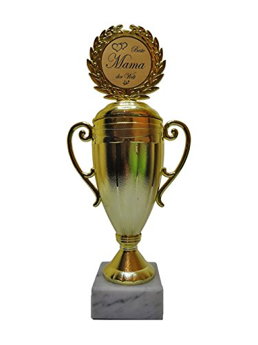 RaRu Geschenk-Pokal für viele Verschiedene Anlässe und 3 Sticker (Siegesgöttin oder Champion) HE (Endlich 18) von RaRu