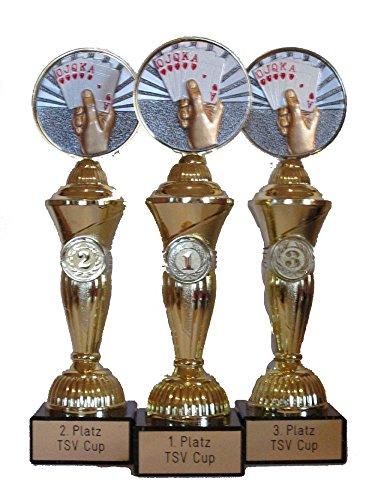 RaRu Poker/Skat-Pokale (3er-Serie) mit Wunschgravur von RaRu
