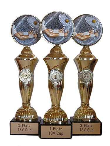 RaRu Tennis-Pokale (3er-Serie) mit Wunschgravur von RaRu