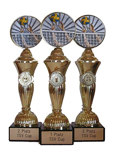 RaRu Volleyball-Pokale (3er-Serie) mit Wunschgravur von RaRu