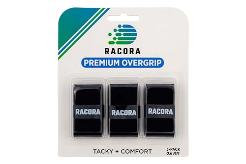 Racora Tennis Overgrip, Tennis-Griffband, langlebiger Tennisgriff (schwarz, 3er-Pack) von Racora