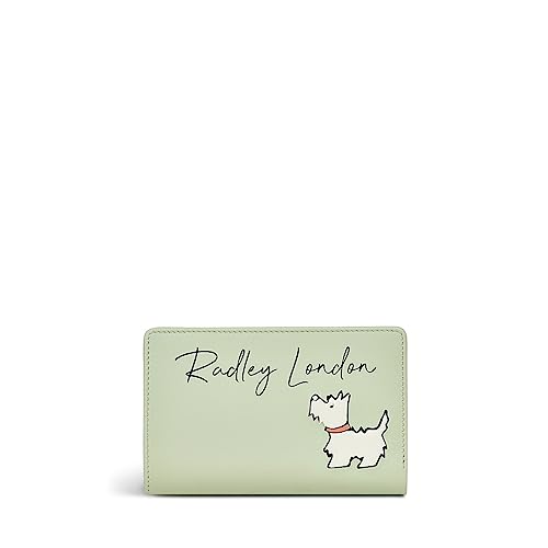 RADLEY London Signature Bifold Geldbörse für Damen, aus Glattleder, geprägter Scottie mit aufgedrucktem Logo, Bifold Geldbörse mit Druckknopfverschluss, Gurke, M von Radley
