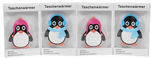 HDmirrorR Birsppy 4 Handwärmer mit Wintermotiv Pinguin | Wiederverwendbare Taschenwärmer mit Metallplättchen | Hand-/ Taschenwärmer für warme Hände für Kinder und für Erwachsene von HDmirrorR