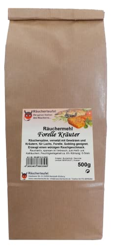 Räucherteufel Buchenspäne-Forelle, 0-5mm, mit Gewürzen und Kräutern, 500g von Räucherteufel