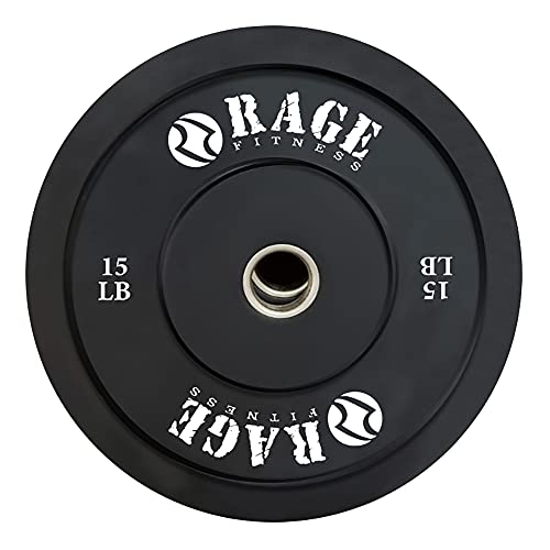 Rage Fitness Unisex-Erwachsene Olympische Gummipuffer (6,8 kg) Stoßstangen, schwarz, 15 lb von Rage Fitness