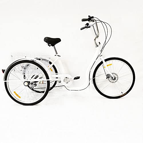 26" 6 Speed 3 Rad Erwachsene Fahrrad Dreirad Trike Dreirad Mit Korb, Fahrrad Junge Mädchen 39,37-43,31 Zoll Höhenverstellung von RainWeel