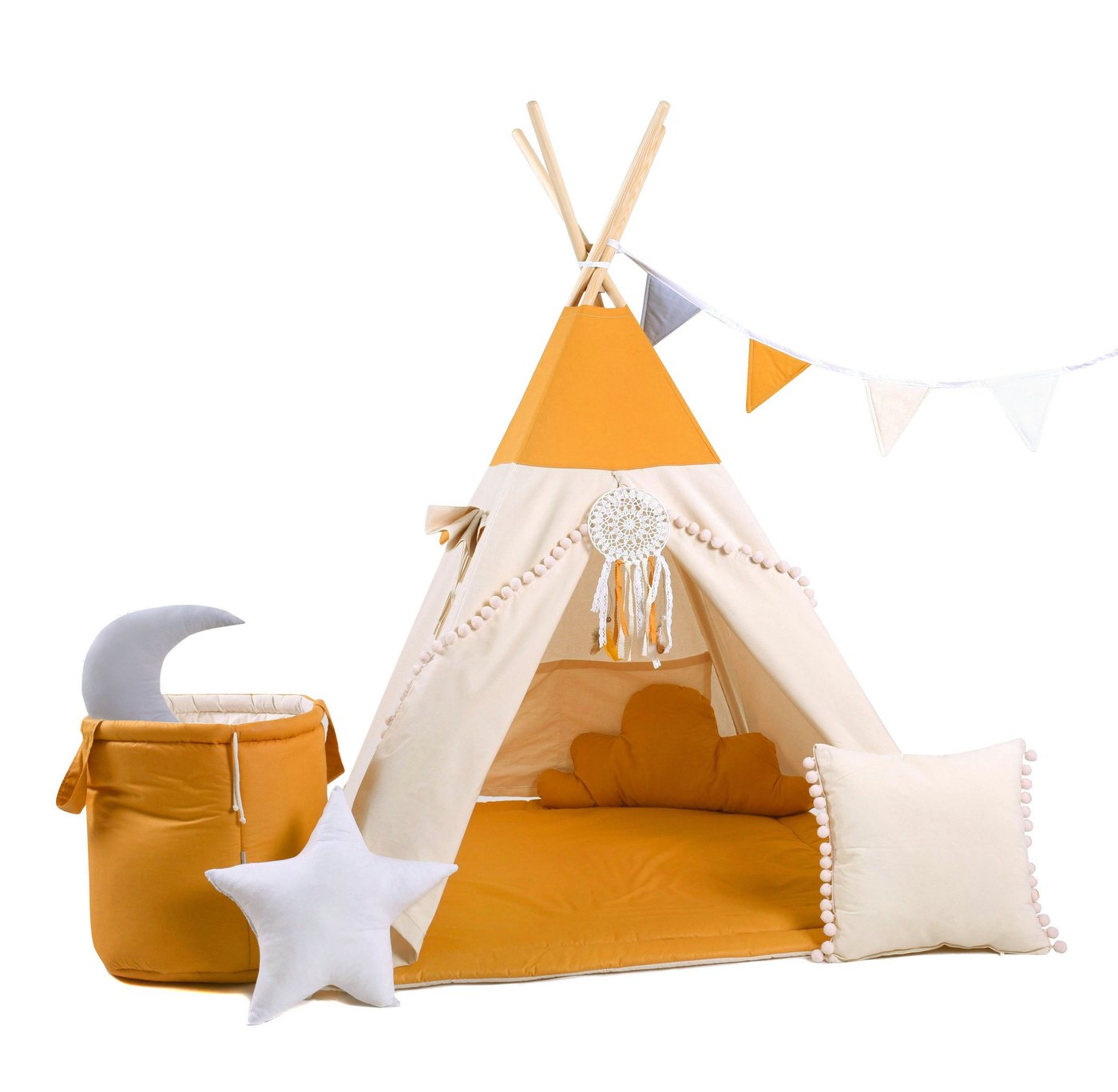 Rainbow Kids Tipi-Zelt Honigland, Personen: 2 (8 tlg., 3 verschiedene Varianten) von Rainbow Kids