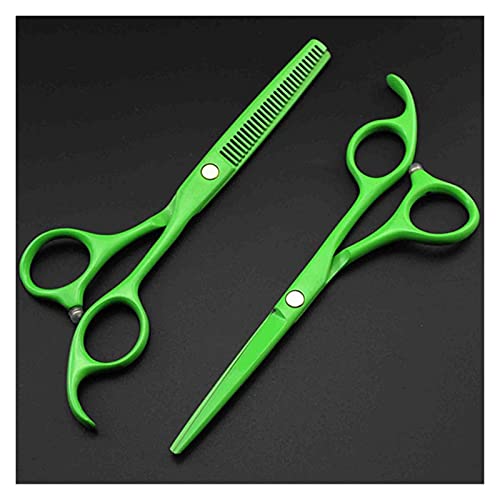 RajoNN 5,5-Zoll-Farbfriseurscheren-Set, Friseurschere, dünner werdende Friseurschere, Friseurschere, Haarschneideschere (Farbe: Grün) (Grün b) von RajoNN