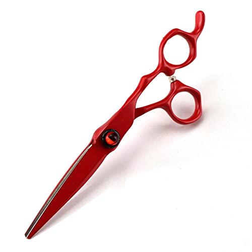 RajoNN Haarschneideschere, 6 Zoll, professionelle japanische 440c-Stahlschere, rote Haarschere, Haarschnitt-Ausdünnungsschere, Friseurschere, Friseurschere (Farbe: Set), Haarschneidewerkzeuge (Farbe: von RajoNN