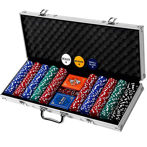 Rally & Roar Poker-Set mit Koffer, 500 Chips, Karten, Würfeln, Aluminiumgehäuse und Schlüsseln: Texas Hold'Em, Blackjack und mehr von Rally and Roar