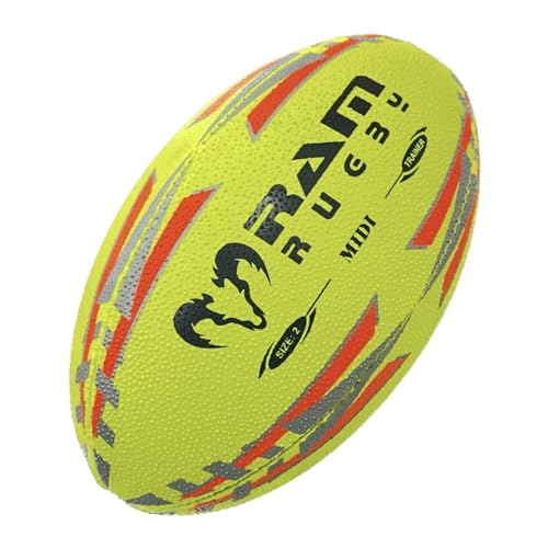 Ram Rugby Midi Rugby-Bälle, Größe 2 (22 cm), Fluoro von RAM ONLINE