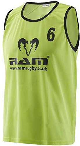 Ram Top Sport Nummerierte Leibchen, Trainingshemden, 15 Stück sehr Gute Qualität, Shirts mit Nummer (Kinder (U8), Gelb) von Ram