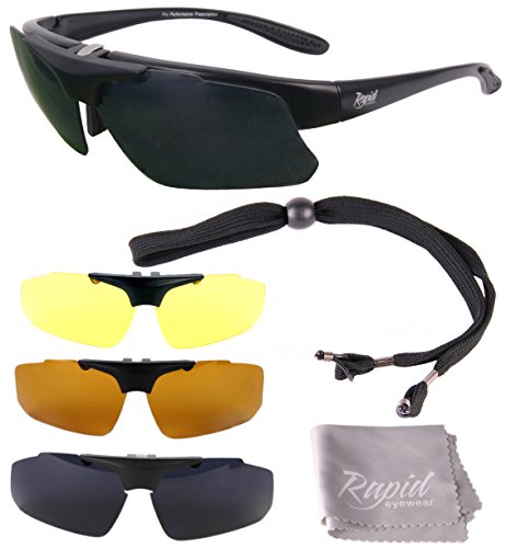 Rapid Eyewear Brille: ‘Innovation Plus’ UV400 Rx POLARISIERTE Sport Sonnenbrille Rahmen FÜR BRILLENTRÄGER mit Wechselgläsern. Für Joggen (Laufen), Tennis, Ski etc. Die Original RC Modelglasses von Rapid Eyewear
