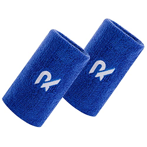 Raquex Baumwoll Schweißbänder (2er) - Weiches, dehnbares Baumwollmaterial, eng anliegend. Unisex-Schweißbänder (Blau, 13cm) von Raquex