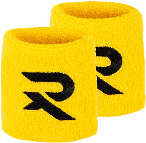 Raquex Baumwoll Schweißbänder (2er) - Weiches, dehnbares Baumwollmaterial, eng anliegend. Unisex-Schweißbänder (Gelb) von Raquex
