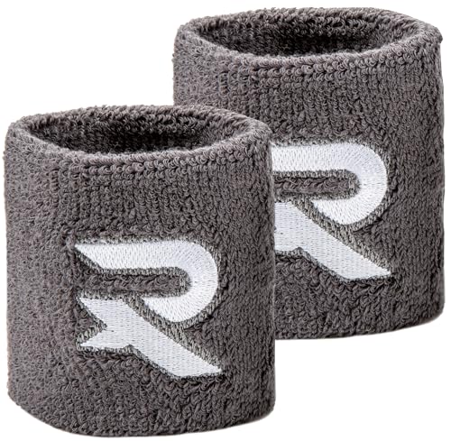 Raquex Baumwoll Schweißbänder (2er) - Weiches, dehnbares Baumwollmaterial, eng anliegend. Unisex-Schweißbänder (Grau) von Raquex