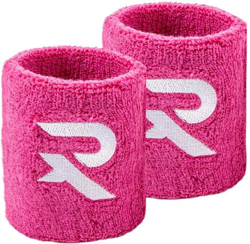 Raquex Baumwoll Armbänder - Weiches, dehnbares Baumwollmaterial. 8 cm oder 13 cm breit. Sport-Schweißbänder für Männer und Frauen 7 Farben zur Auswahl (Rosa) von Raquex