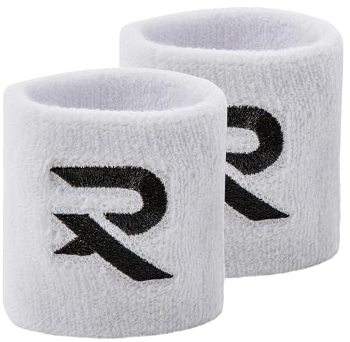 Raquex Baumwoll Armbänder - Weiches, dehnbares Baumwollmaterial. 8 cm oder 13 cm breit. Sport-Schweißbänder für Männer und Frauen 7 Farben zur Auswahl (Weiß) von Raquex
