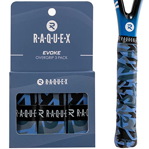 Raquex Evoke Camo Übergriffsbandband – Tennisschläger Grip Tape – Schläger Anti-Rutsch-Band Übergriff für Tennisschläger, Badminton und Squash – 3er Pack - Raquex Tarnmuster von Raquex
