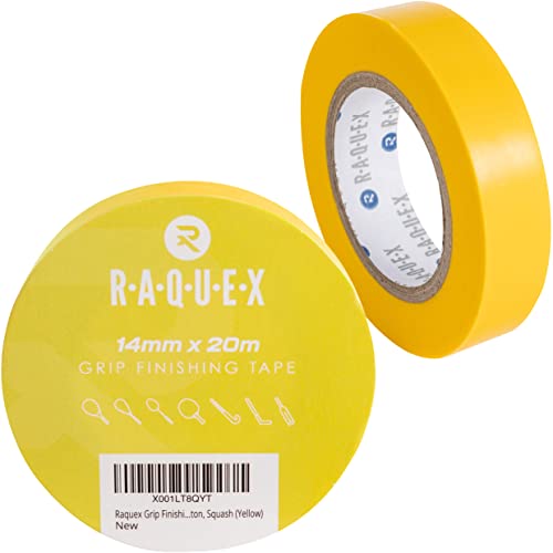 Raquex Griffband für Schläger, für Tennis, Badminton, Squash, Hockey und Sport, 14 mm x 20 m, Gelb von Raquex