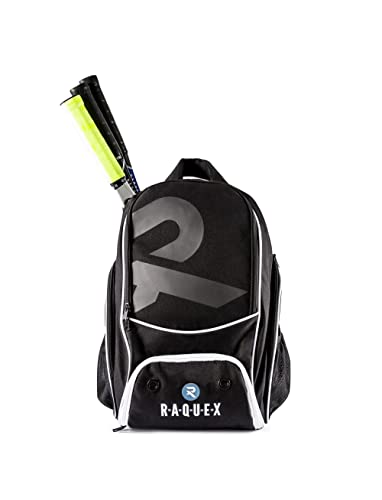Raquex Sportrucksack – für Zwei Squash- und Badmintonschläger oder einen Tennisschläger. Rucksack für Schläger + Schuhe + Laptop + Wasserflasche von Raquex