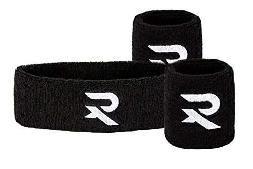 Raquex Stirnbänder und Armbänder. Dehnbares Baumwollmaterial. Gute Passform (Schwarzes Set) von Raquex