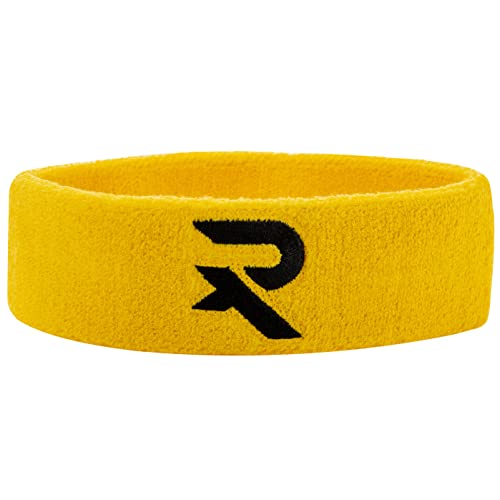 Raquex Stirnband aus Baumwolle – weiche und saugfähige Schweißbänder für Sport, Laufen und Fitness Baumwolle dehnbares Material (gelb) von Raquex