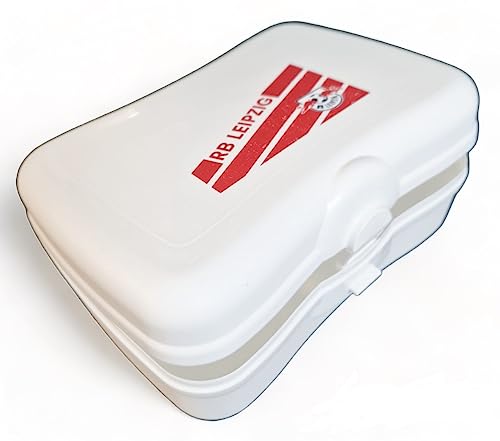 RB Leipzig Brotdose - Stripes - weiß Brotbüchse Lunchbox Brotzeitbox RBL - Plus Lesezeichen Wir lieben Fußball von Rasenballsport Leipzig