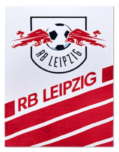 RB Leipzig Fleecedecke - Stripe - rot-weiß Kuscheldecke Decke RBL - Plus Lesezeichen Wir lieben Fußball von Rasenballsport Leipzig