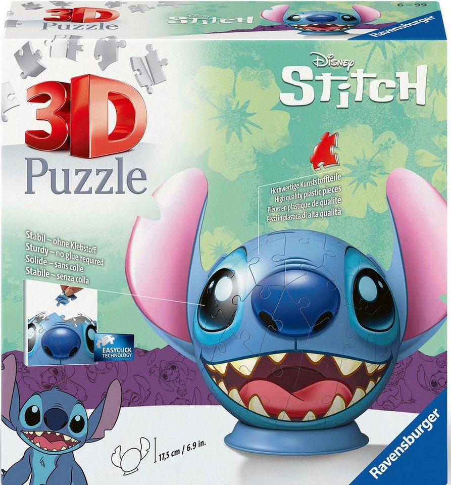 Ravensburger 3D-Puzzle Disney Stitch mit Ohren, 72 Puzzleteile, Made in Europe von Ravensburger