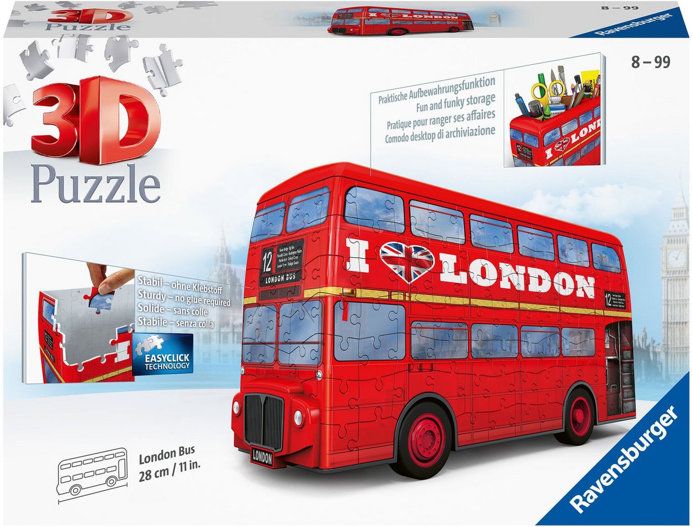 Ravensburger 3D-Puzzle London Bus, 216 Puzzleteile, Made in Europe, FSC® - schützt Wald - weltweit von Ravensburger