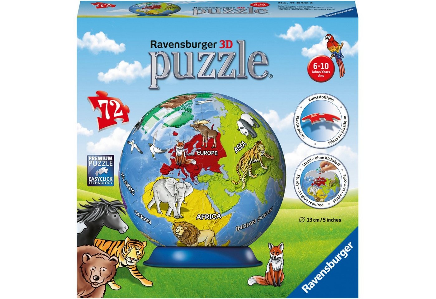 Ravensburger Puzzle 3D Puzzle-Ball Kindererde, 72 Puzzleteile von Ravensburger