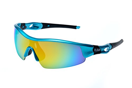 Ravs Rennradbrille, Radbrille, Fahhradbrille Sportbrille Sonnenbrille, Gravelbike (Blau- vollverspiegelten Scheibe) von Ravs