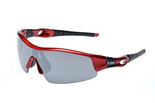 Ravs Rennradbrille, Radbrille, Fahhradbrille Sportbrille Sonnenbrille, Gravelbike (Rot-Glas grey) von Ravs