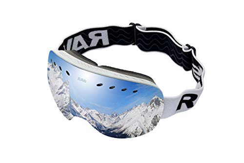 Ravs by Alpland Skibrille SKI Goggle Doppelscheibe Silber verspiegelt Antibeschlag von Ravs